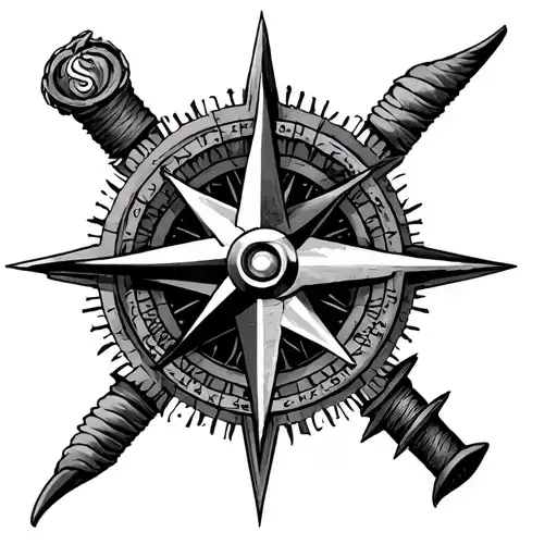Viking compass with usmc infantry tattoo design idea