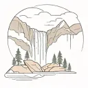 waterfall in an Mountain landscape inside tattoo design idea