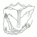 waterfall in an Mountain landscape inside tattoo design idea