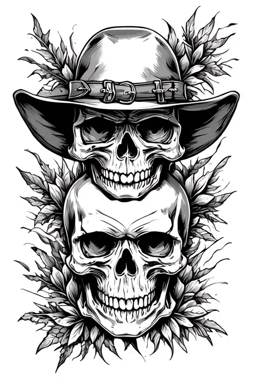 hillbilly redneck skulls tattoo design idea