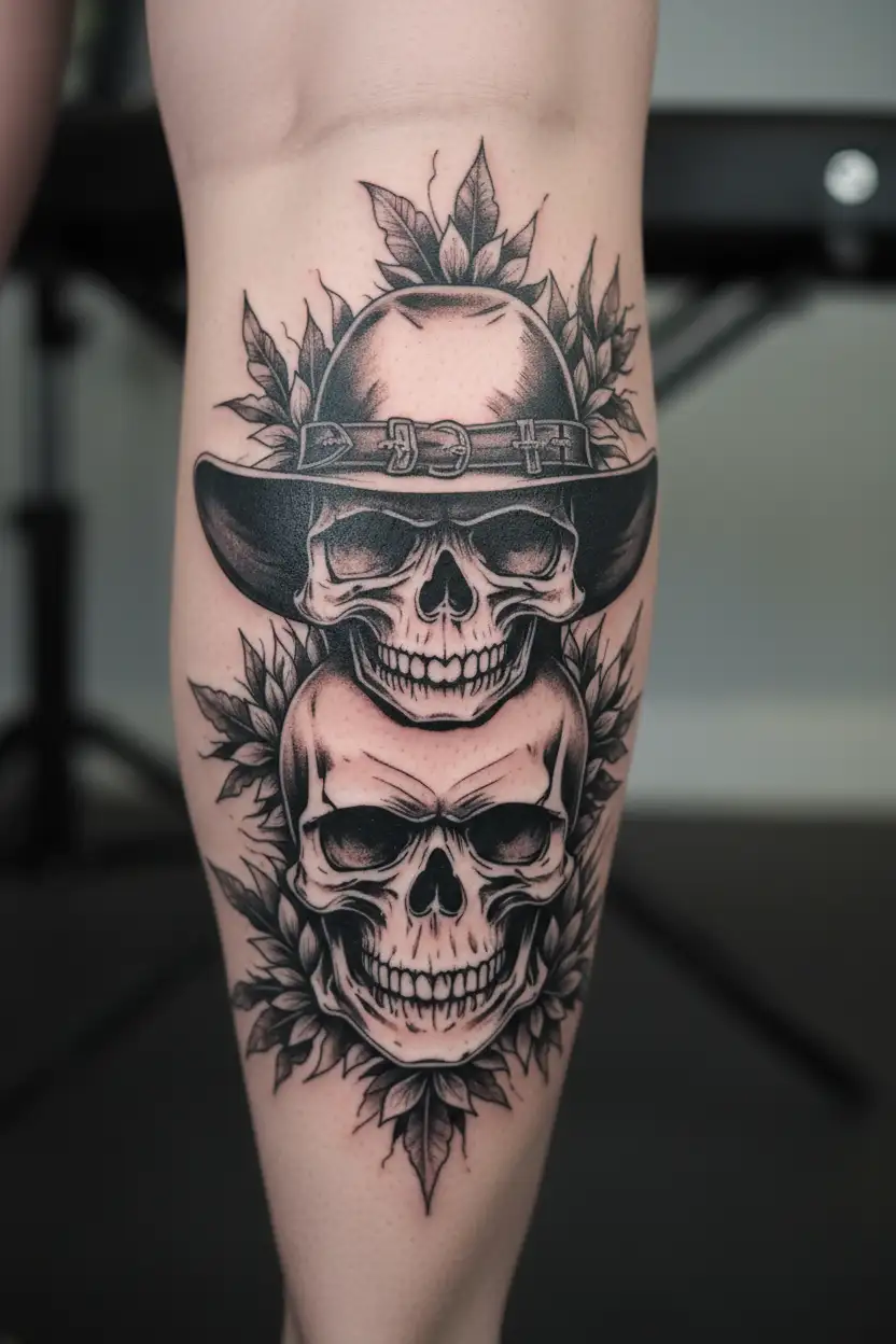 hillbilly redneck skulls tattoo design idea