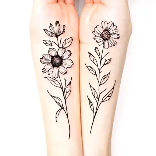matching tattoos for best friends that like flowers, and have overcome many adversities in life tattoo design idea