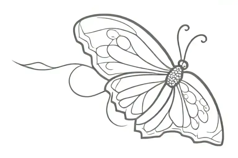 A monarch butterfly flying with a trad fan with a peacock inside. i would like them to be one beside eachother  tattoo design idea