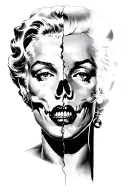 marylin monroe split face/skull tattoo design idea