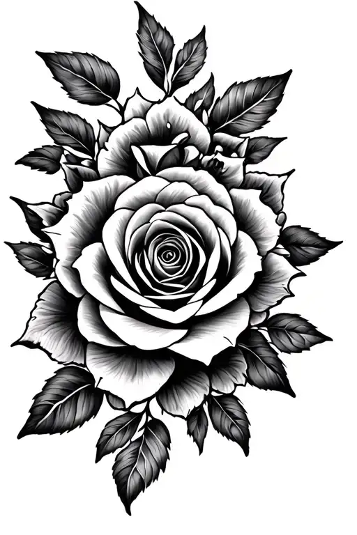 mandala roses blooming tattoo design idea