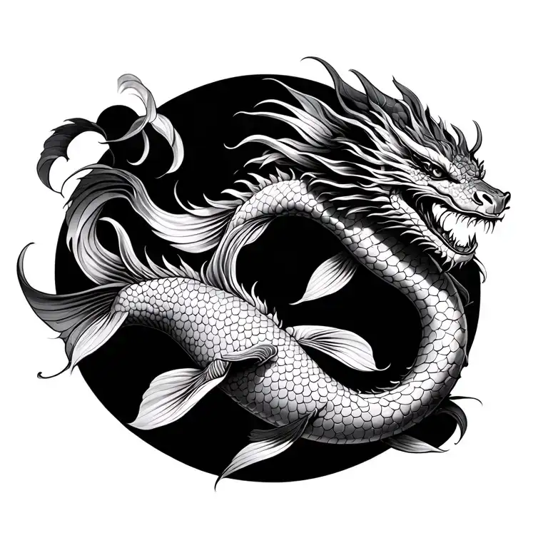 dragon and koi fish tattoo design idea