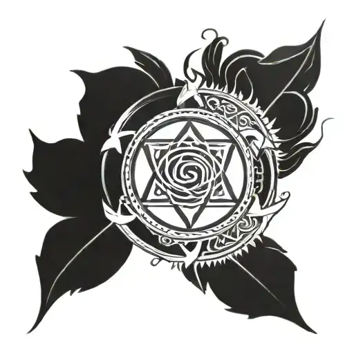 sudarshan chakra symbol combined tattoo design idea