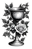 rose vine, chalice, the number 2023 tattoo design idea