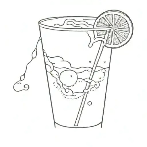 a glass of red sparkling soda but only half of the glass if full tattoo design idea