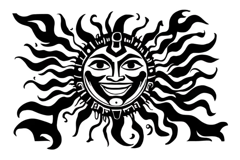 Sun God Yarilo with a smile tattoo design idea