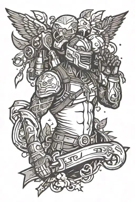 an old school tattoo of The fortnite character stealth reflex tattoo design idea