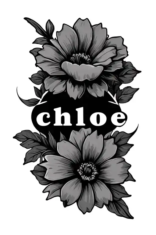 chloe name tattoo design featuring flowers tattoo design idea