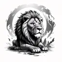 lion that crunches the world tattoo design idea