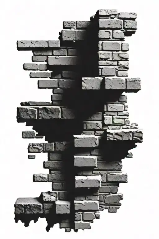 weathered brick wall with bricks missing  tattoo design idea