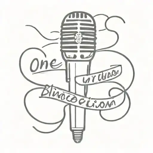 A minimalist tattoo of a microphone intertwined with a One Direction lyric tattoo design idea