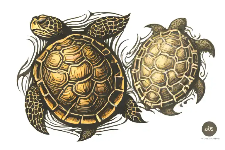 turtle swimming tattoo design idea