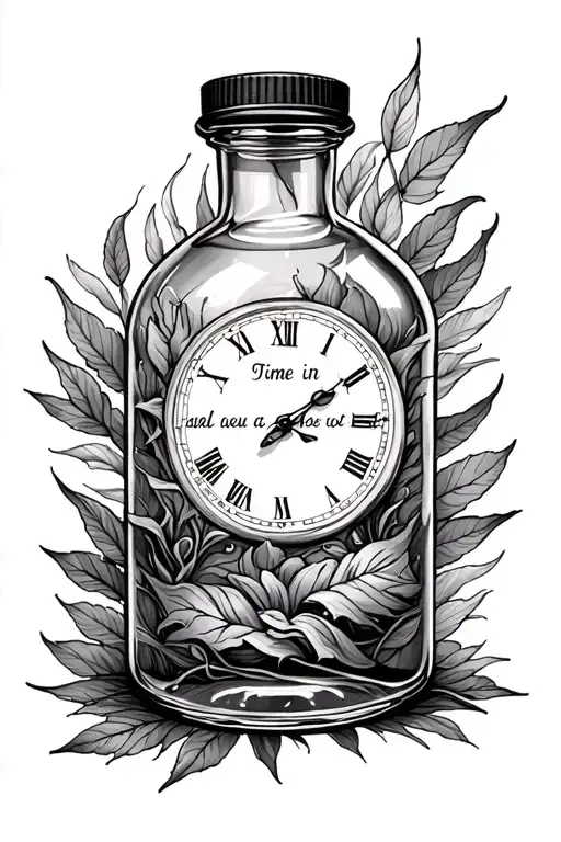 time in a bottle with lyrics incorporated tattoo design idea