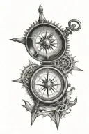 mariners compass with globe inside tattoo design idea