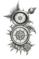 mariners compass with globe inside tattoo design idea