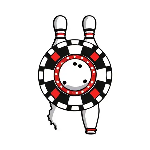 poker chip and bowling ball transforming with the arizona state outline tattoo design idea