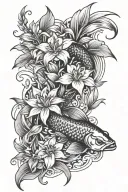 lily flower and koi fish tattoo design idea