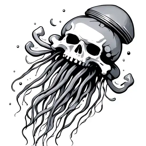 313 pistons like crossbones floating jellyfish tattoo design idea