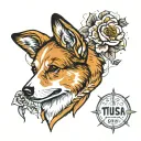 memorial piece for a fluffy corgi named Tulsa  tattoo design idea