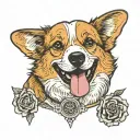 memorial piece for a fluffy corgi named Tulsa  tattoo design idea