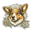 memorial piece for a fluffy corgi named Tulsa  tattoo design idea