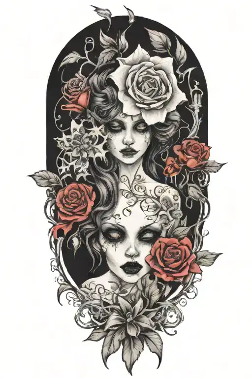Collarbone goth emo feminine flowers tattoo design idea