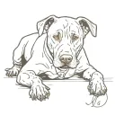 replace John McClane's face with that of a black Labrador retriever in the iconic image of McClane crawling through duct tattoo design idea