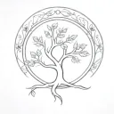 Phoenix tree of life tattoo design idea
