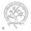 Phoenix tree of life tattoo design idea