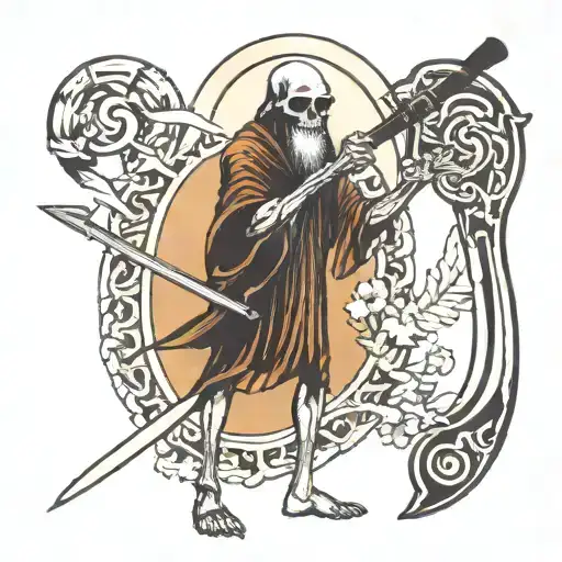Charon reaper holding a scythe tattoo design idea