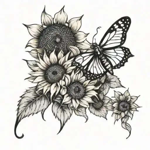 A patriotic Fourth of July themed tattoo incorporating sunflowers and dragonflies tattoo design idea
