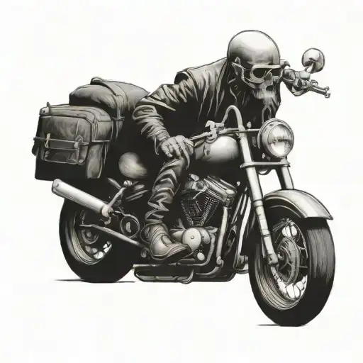 dead uncle motorbiker memories tattoo design idea