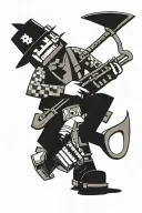 Steve from minecraft Playing the saxophone Soldier sitting at the computer Crash bandicoot jumping on the sand Fisherman tr tattoo design idea