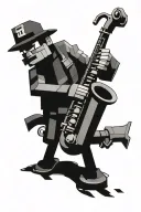 Steve from minecraft Playing the saxophone Soldier sitting at the computer Crash bandicoot jumping on the sand Fisherman tr tattoo design idea