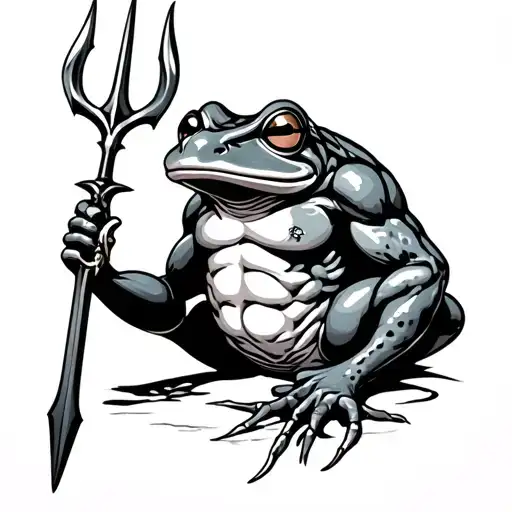 frogman with trident tattoo design idea