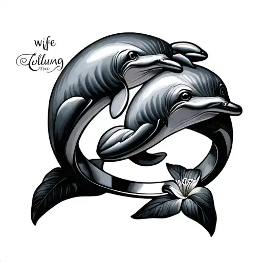 wife Lillies dolphin wedding ring prayer tattoo design idea