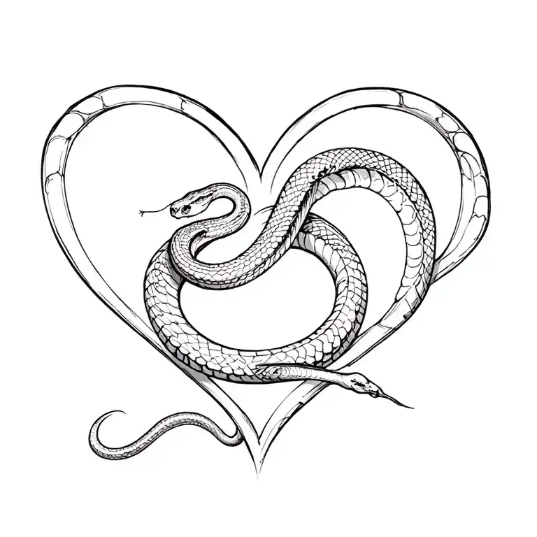 snake around the heart  tattoo design idea