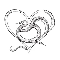 snake around the heart  tattoo design idea