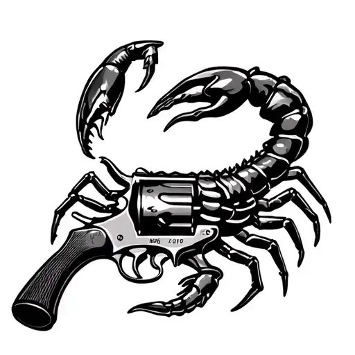 Scorpion on revolver tattoo design idea
