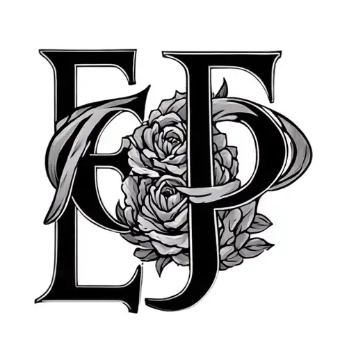 "E J P" initials intertwined tattoo design idea