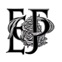 "E J P" initials intertwined tattoo design idea