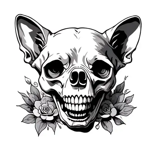 Canine skull tattoo design idea