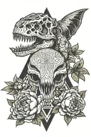 peonies, t-rex skull, Zelda's triforce tattoo design idea