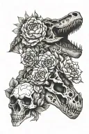 peonies, t-rex skull, Zelda's triforce tattoo design idea