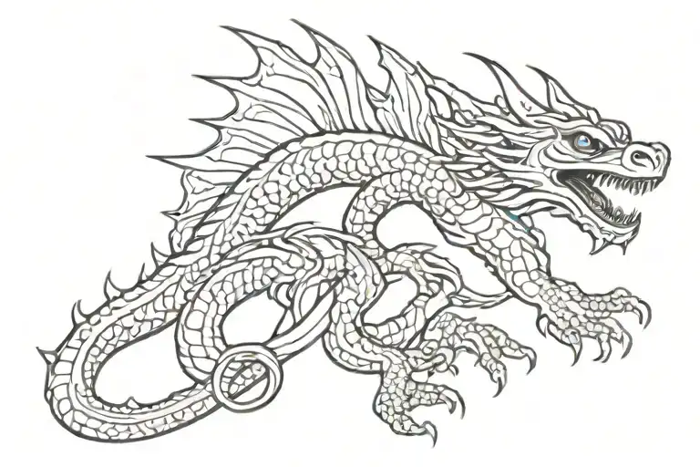 black and white basilisk tattoo for decal tattoo design idea