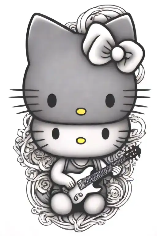 hello kitty metal music tattoo design idea